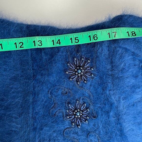 Venesha‎ High Quality Angora Blend Vintage Cardigan Medium Blue Open Front - Picture 8 of 14